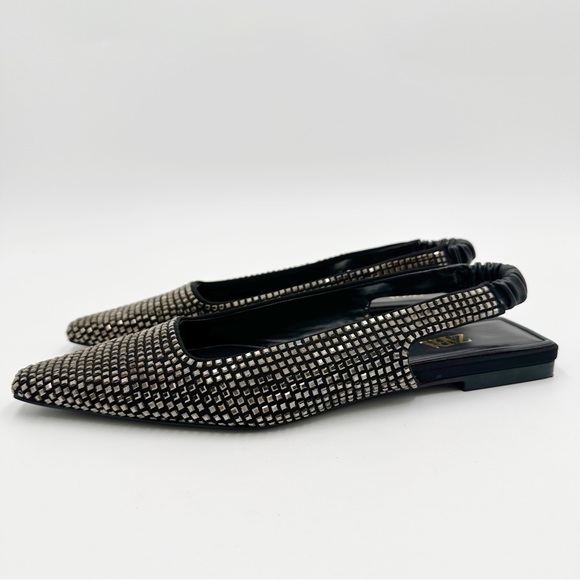 Zara Black Sparkly Slingback Flats - Picture 5 of 12